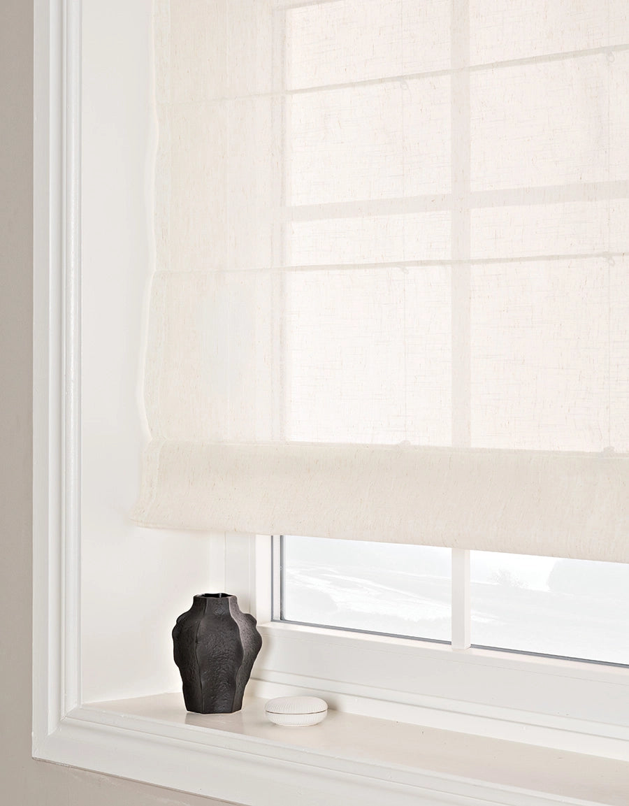 Hissgardin Alma beige med lina